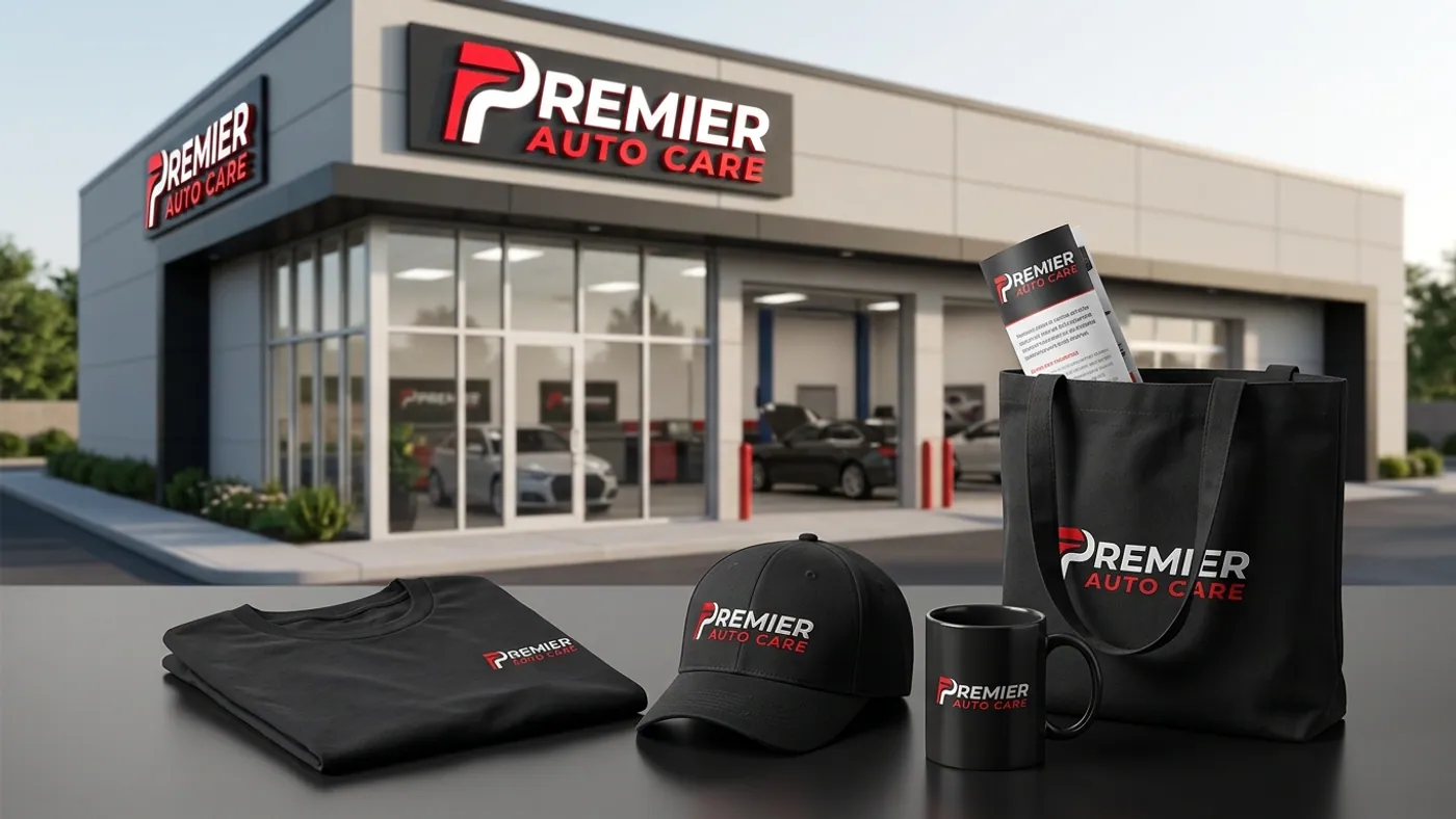 Franchise storefront with matching branded merchandise
