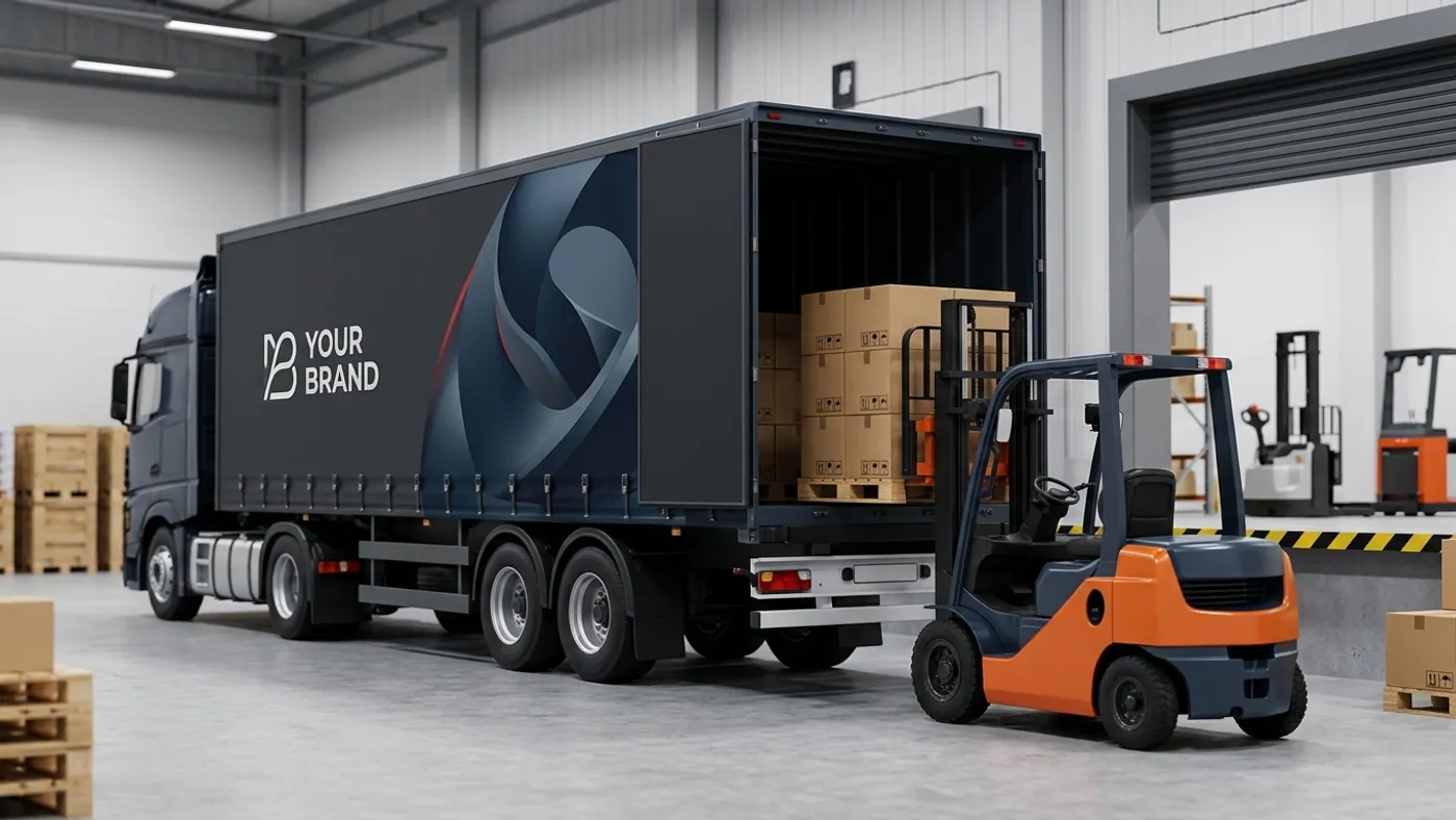 aprinta logistics — truck being loaded at a warehouse