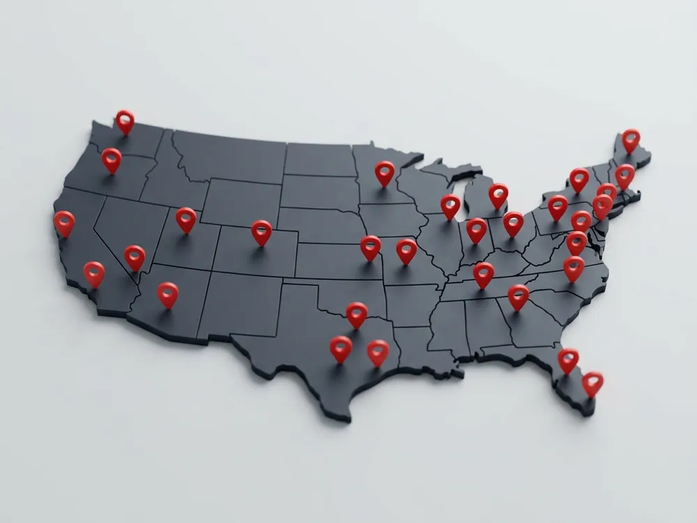 Map with many locations
